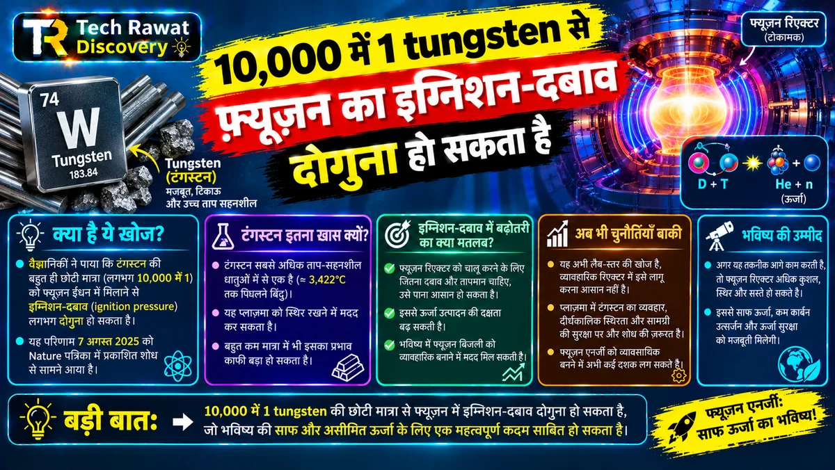 10,000 में 1 tungsten से फ़्यूज़न का इग्निशन-दबाव दोगुना हो सकता है