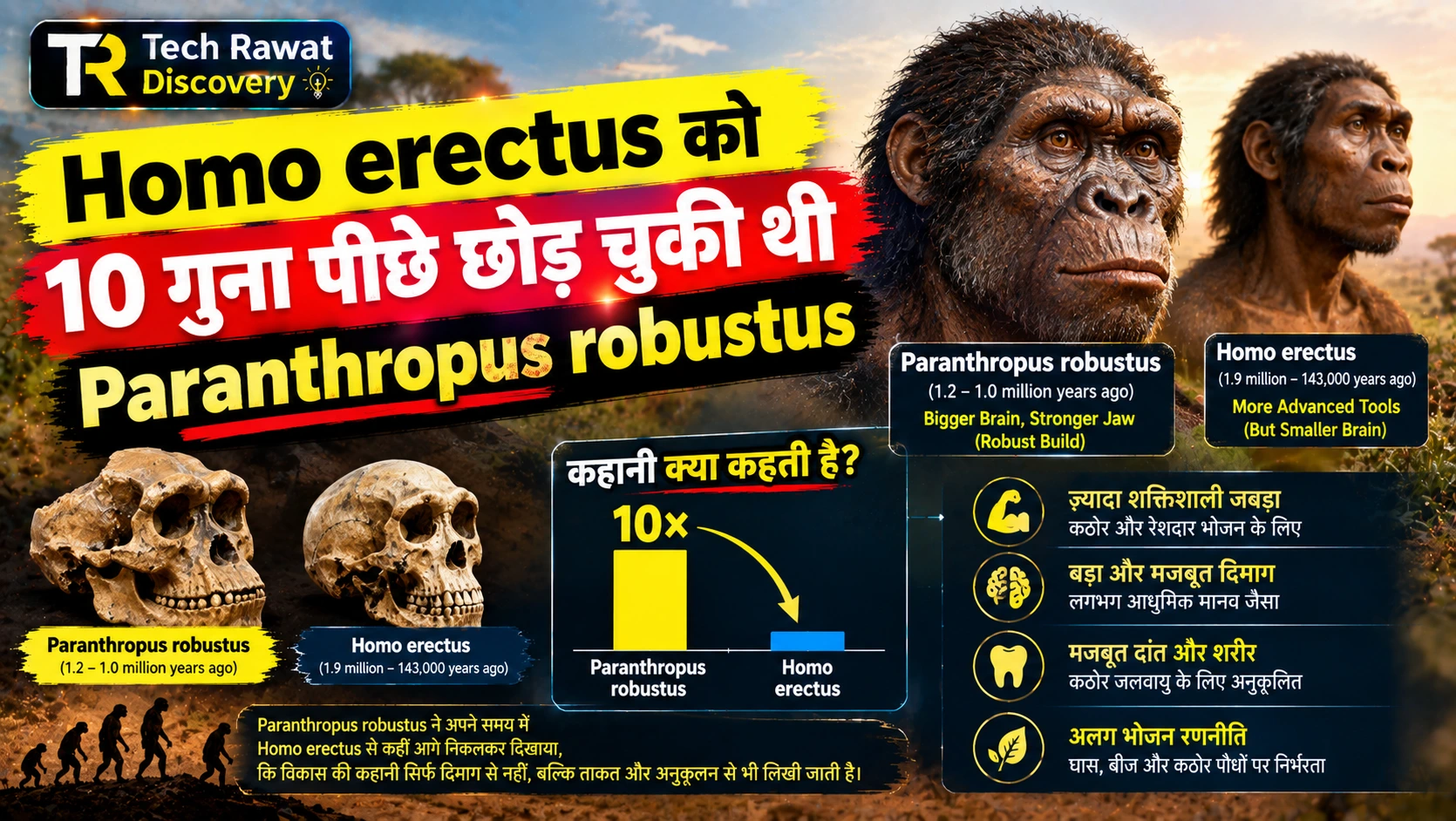 Homo erectus को 10 गुना पीछे छोड़ चुकी थी Paranthropus robustus