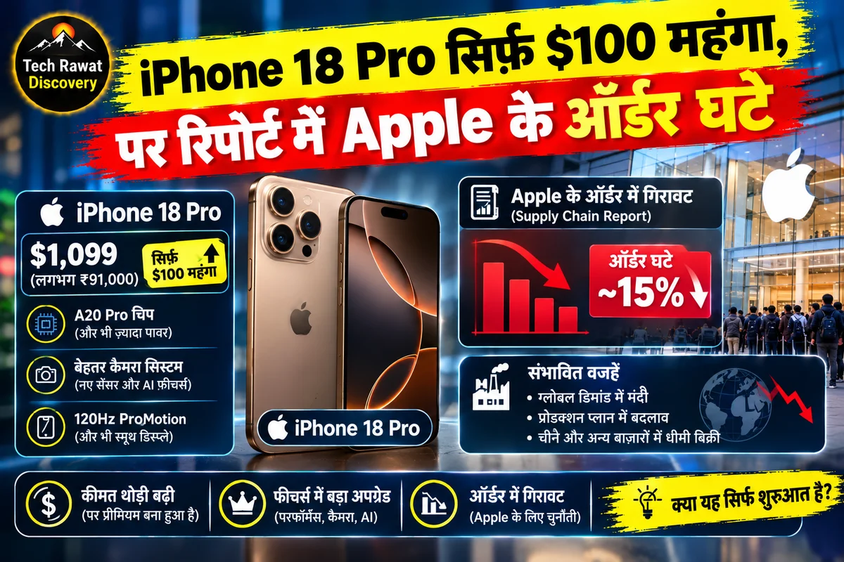 iPhone 18 Pro सिर्फ़ $100 महंगा, पर रिपोर्ट में Apple के ऑर्डर घटे
